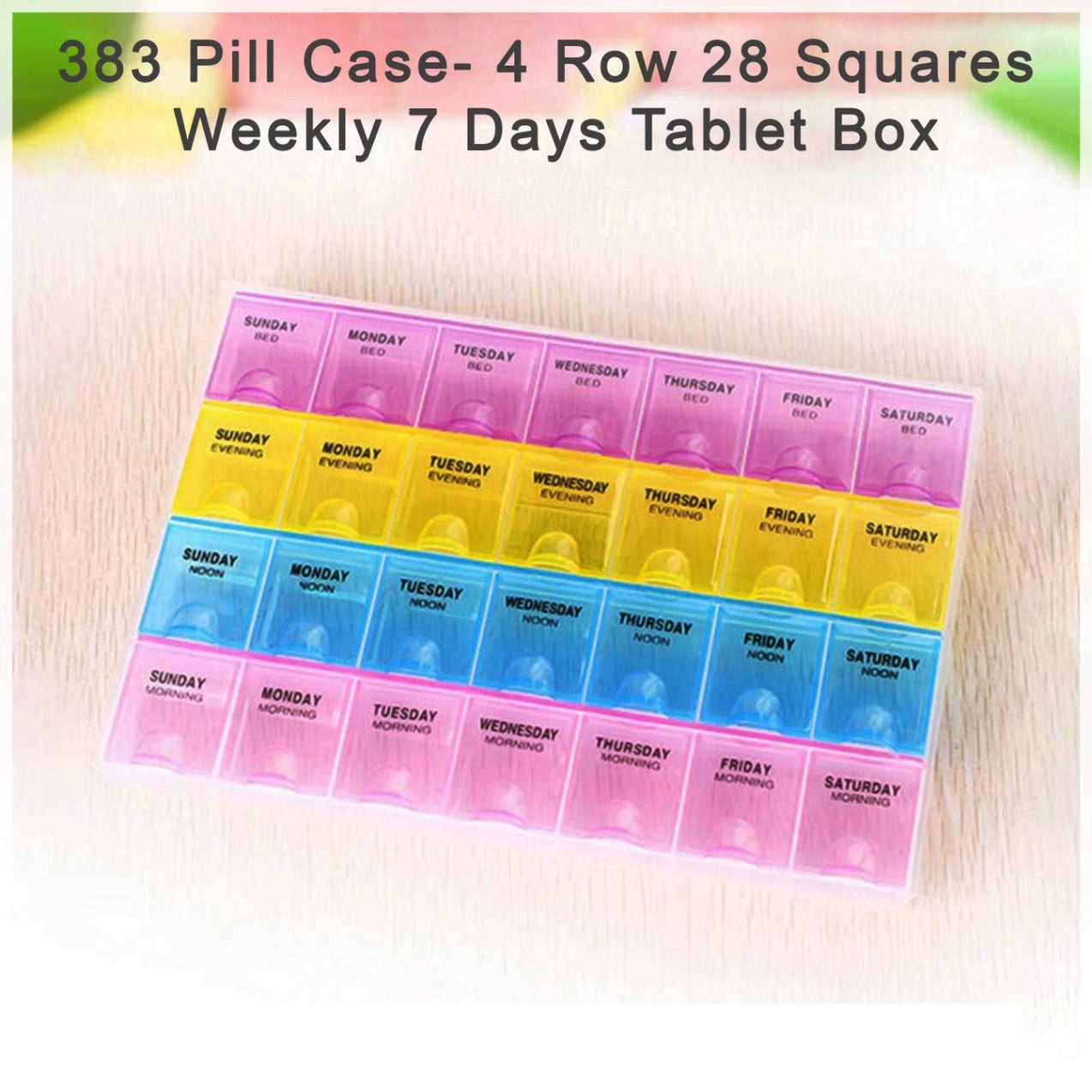 Pill Case- 4 Row 28 Squares Weekly 7 Days Tablet Box Holder Medicine Storage Organizer Container by DeoDap