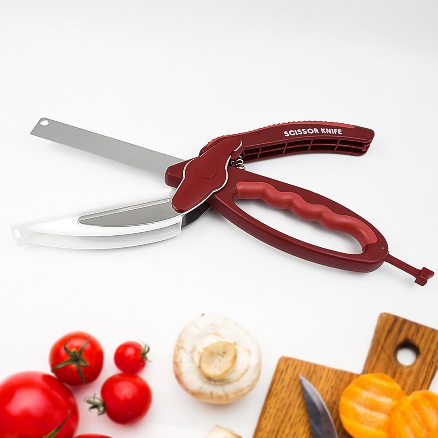 2 in 1 Kitchen Knife Scissor with Spring Locking Hinge and Chopping Board (1 Pc) by DeoDap