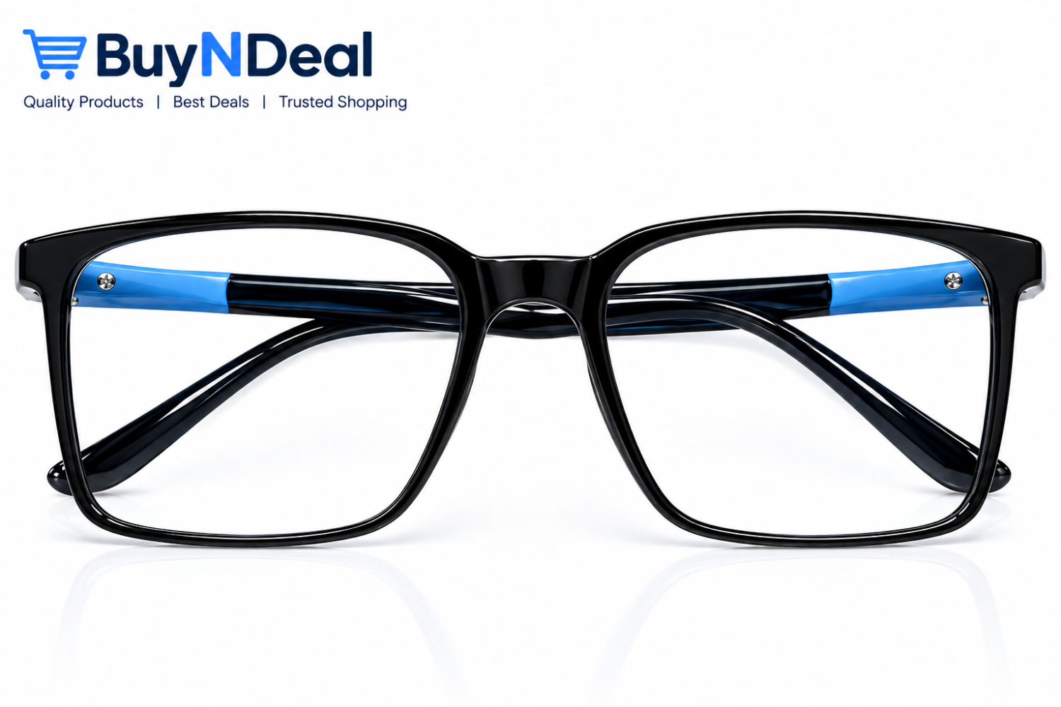 BuyNDeal Premium Black Rectangular Eyeglasses – Model 527-54