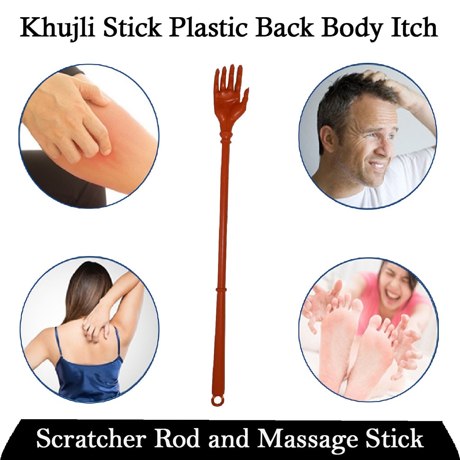 Khujli Stick Plastic Back Body Itch Scratcher Rod and Massage Stick by DeoDap