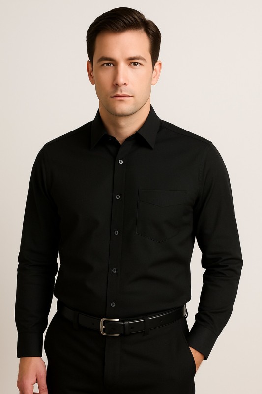 Man Shirt Office Wear Black