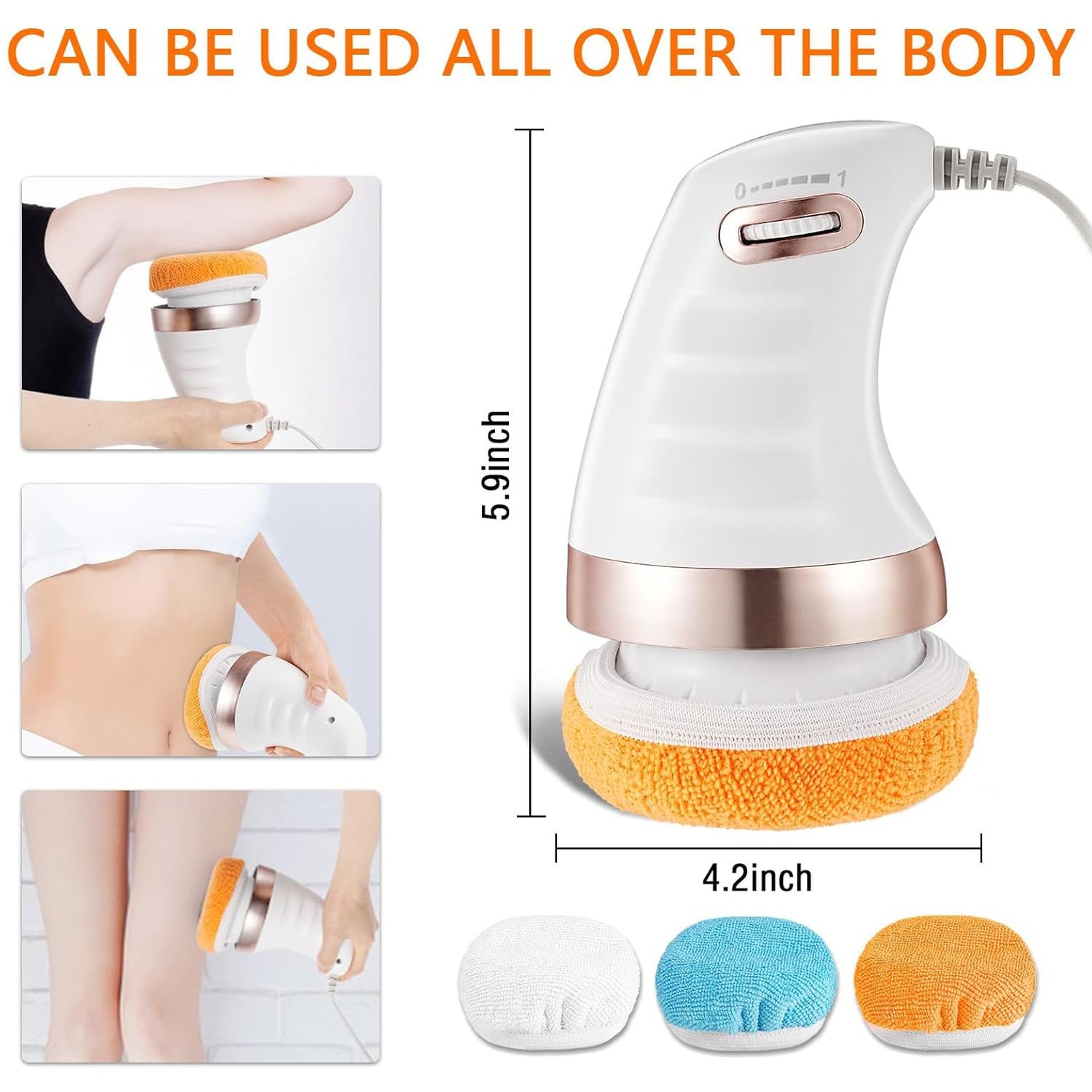 Body Massager Shaping Machine | Body Sculpting Massager with 3 Washable Pads |Adjustable Speeds | Electric Handheld Massager for Belly, Waist, Legs, Arms, Butt (1 Pc) by DeoDap