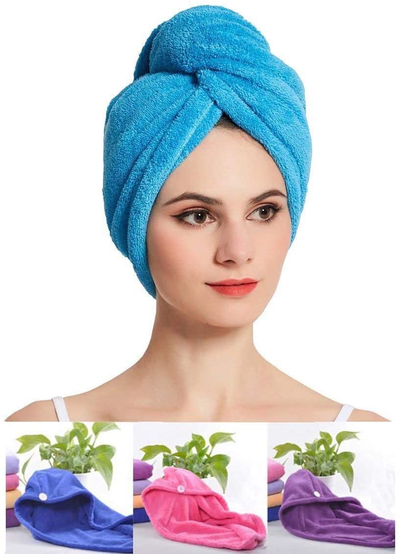 Quick Turban Hair-Drying Absorbent Microfiber Towel / Dry Shower Caps by DeoDap