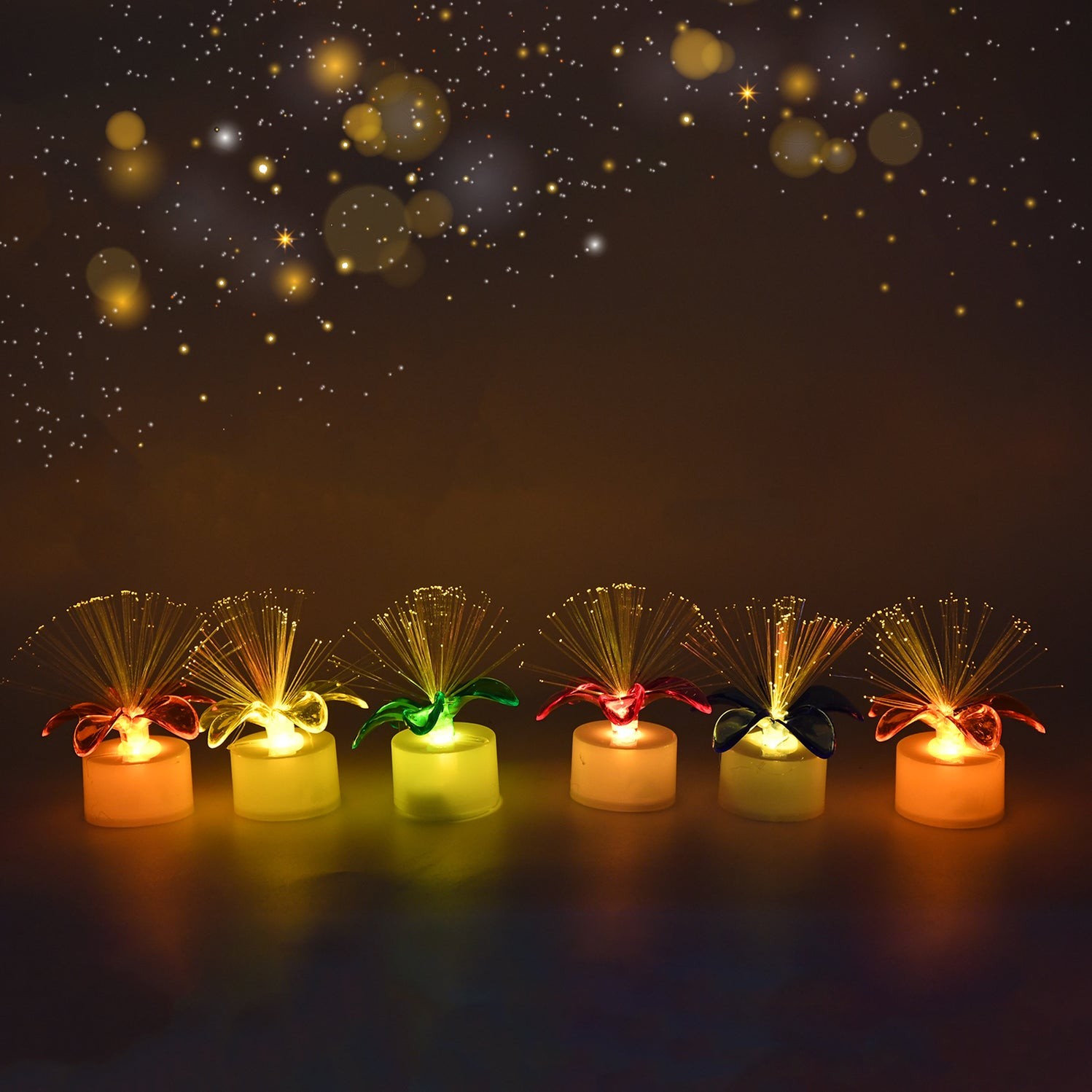 Fiber Optic Light, Mini Color Change LED Table Centerpieces, Light Up Candle - Pack of 12 by DeoDap
