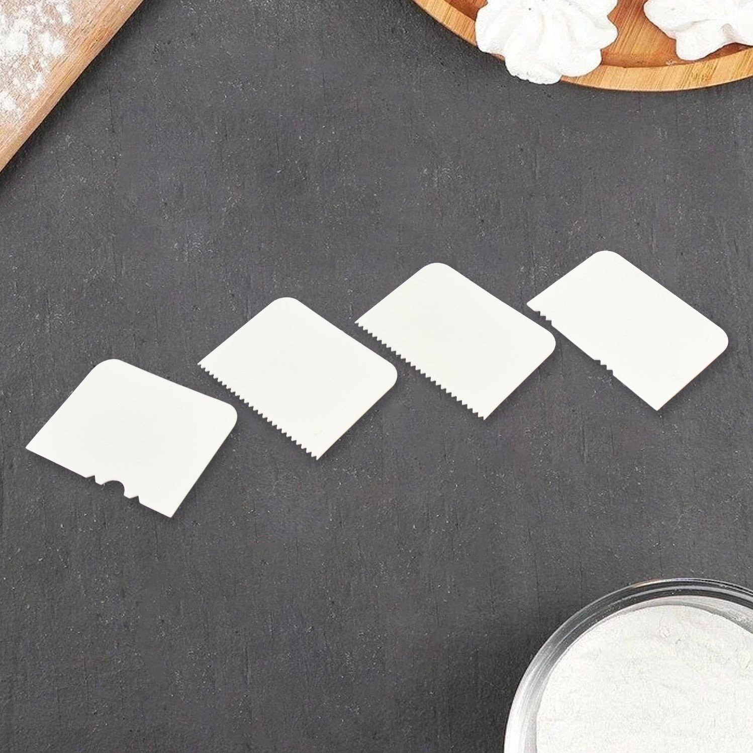 Plastic Cake Scraper Cake Decorating Pastry Baking Tool (4 Pcs Set) by DeoDap