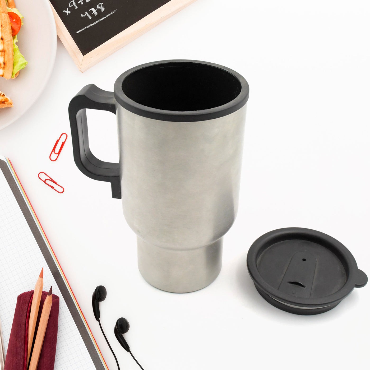 12V Car Charging Electric Kettle Mug (Silver) by DeoDap